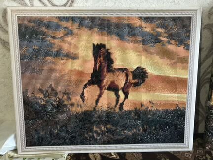 Алмазная картина «Конь на закате»
