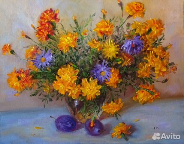 Авторские натюрморты маслом с цветами