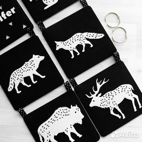 Развивающая черно-белая книжка - Дикие животные