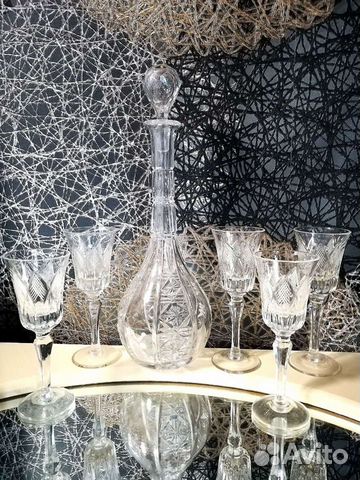 Графин с рюмками Богемия, цветное