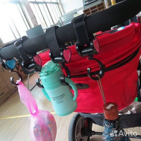 Крючки на ручку коляски “Сердце” 2 шт