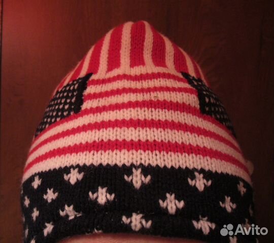 Шапка Американский флаг с ушками Unisex р 54-56 Шапка Американский флаг с ушками Unisex р 54-56