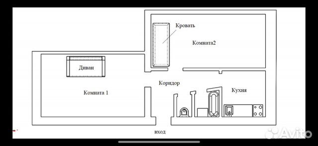 

2-к. квартира, 50 м², 2 кровати