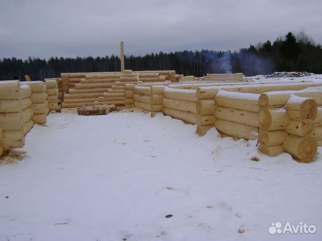 Сруб 4х5+2 с верандой рубка в чашу лес зимний