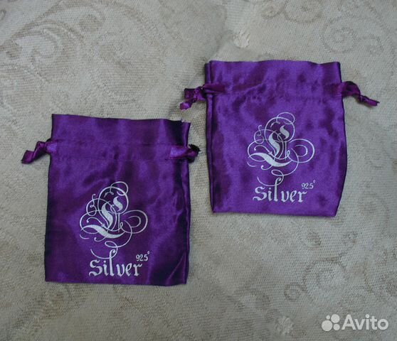 Кольцо, цепочка, серьги серебро + атласные мешочки