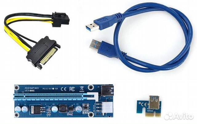 Адаптер райзер Riser for GPU PCI-E 1x - 16x v.008C Адаптер райзер Riser for GPU PCI-E 1x - 16x v.008C