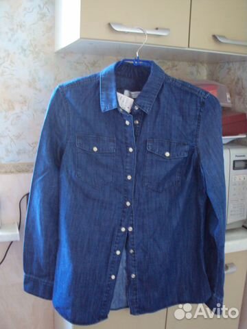 Джинсовая рубашка новая р.158-164