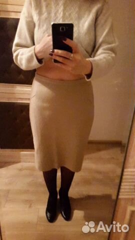 Продам бежевую юбку (натур. шерсть), на подкладе