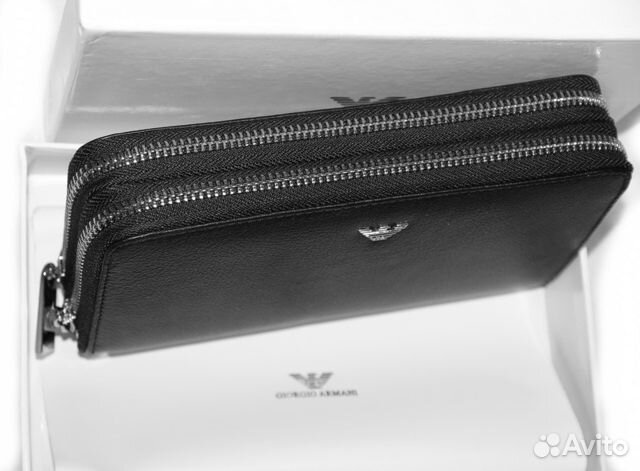 Мужской кожаный клатч G.A. new black 2Х