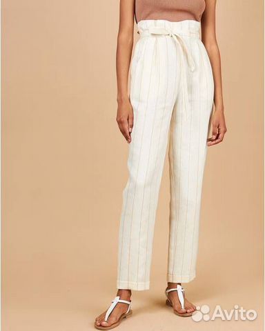 12 storeez Брюки с защипами льняные в полоску новы 12 storeez Брюки с защипами льняные в полоску новы