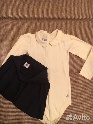 Юбка и боди Petit Bateau, с длинным рукавом.(компл