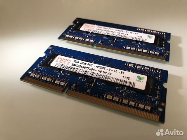Hynix 4гб (2+2) 1Rx8 PC3-10600S-9-10-B1