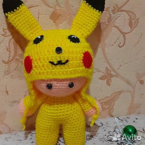 Вязаная Игрушка Йо-Йо в костюме пикачу Вязаная Игрушка Йо-Йо в костюме пикачу