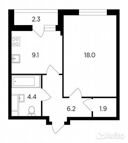 1-к квартира, 40.6 м², 16/19 эт. 1-к квартира, 40.6 м², 16/19 эт.