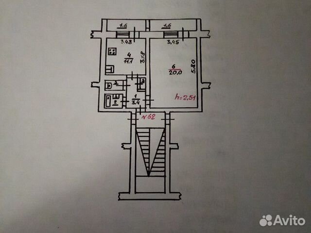 1-к квартира, 39 м², 4/5 эт.
