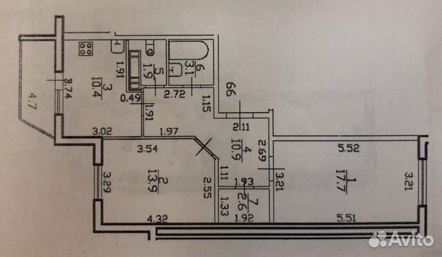 2-к квартира, 60.9 м², 12/17 эт.