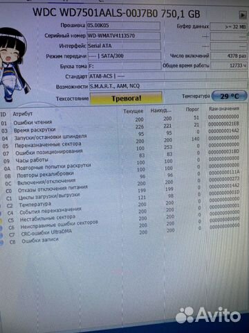Жесткий диск WD Black 750GB желтый сектор