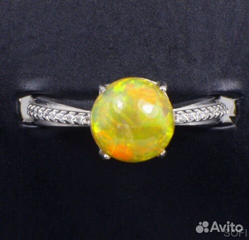 Серебряное кольцо с опалом и фианитом натуральным