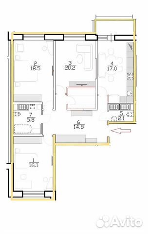 3-к квартира, 95 м², 4/16 эт.