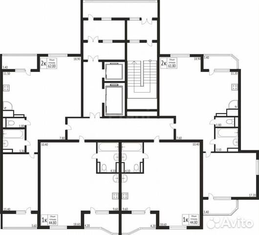 2-к квартира, 62 м², 7/15 эт.
