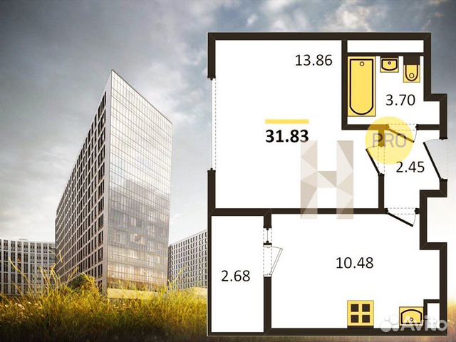 1-к квартира, 31.8 м², 3/13 эт. 1-к квартира, 31.8 м², 3/13 эт.
