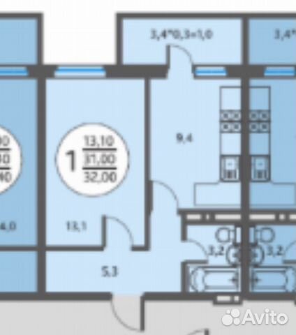 1-к квартира, 34 м², 13/18 эт.
