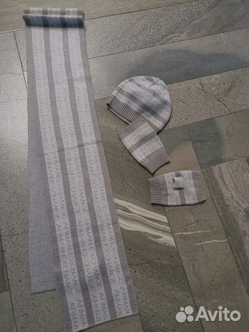 Комплект шапка, шарф, перчатки Armani, оригинал