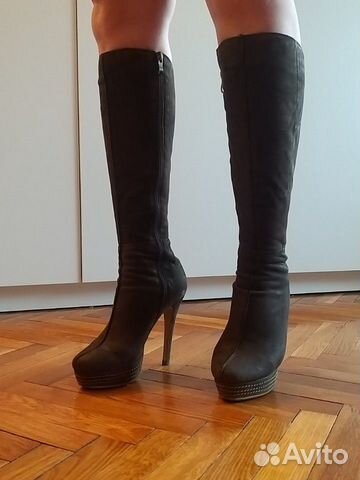 Сапоги замшевые коричневые