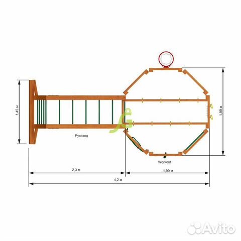 Детский спортивный комплекс WorkOut с рукоходом Детский спортивный комплекс WorkOut с рукоходом