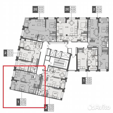 1-к квартира, 43.4 м², 14/28 эт.