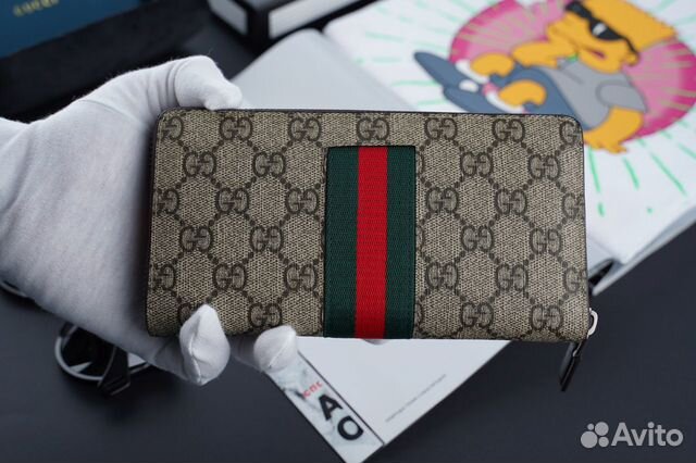 Кошелек на молнии портмоне бумажник клатч Gucci GG