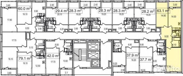 2-к квартира, 63.1 м², 18/25 эт. 2-к квартира, 63.1 м², 18/25 эт.