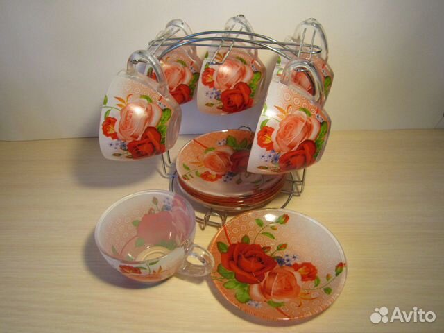 Чайный сервиз, стекло, новый Чайный сервиз, стекло, новый