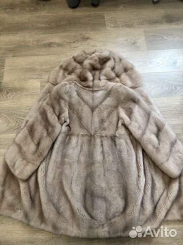 Шуба норка светлая с капюшоном