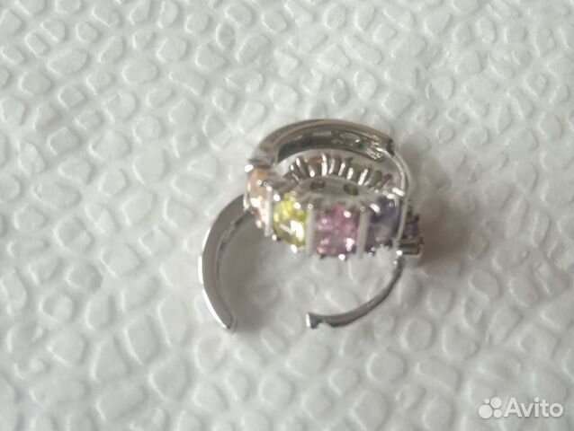 Серебряные серьги Конго с аметистом, хризолитом, р Серебряные серьги Конго с аметистом, хризолитом, р