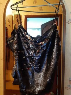 Топ на бретельках, с двухсторонними паетками