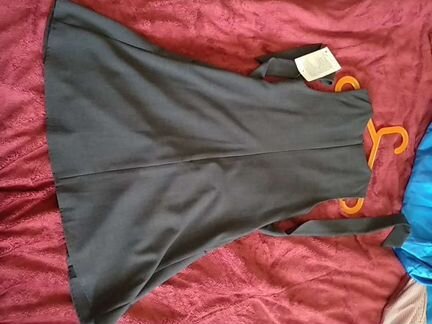 Сарафан, школьный, серый