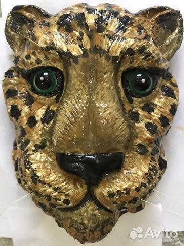 Панно на стену леопард гипс