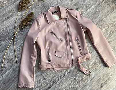 Куртка кожанка, новая, нежно розового цвета