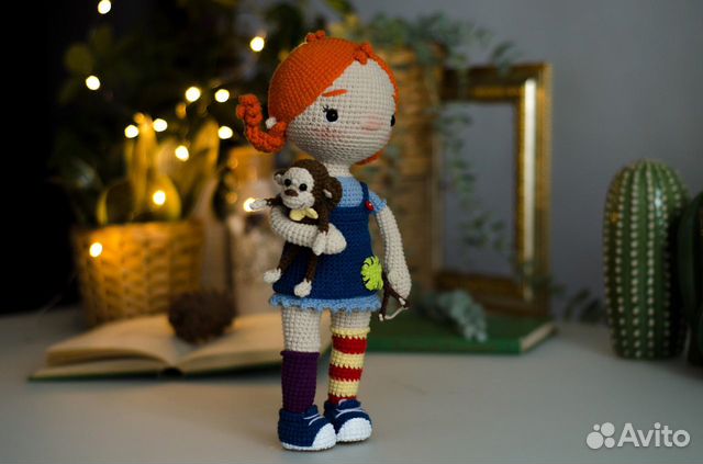 Вязаная кукла Пеппи Длинный чулок