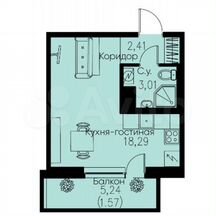 Квартира-студия, 25,3 м², 12/12 эт.
