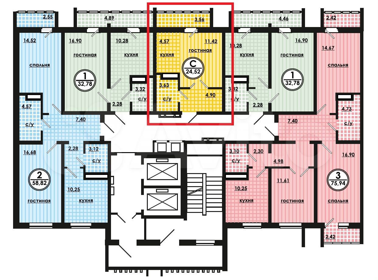 Планировки квартир в челябинске 1-к квартира, 24.4 м², 2/17 эт. на продажу в Челябинске Купить квартиру Авито