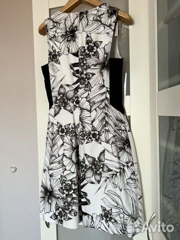Платье karen millen 42 хлопковое черно-белое