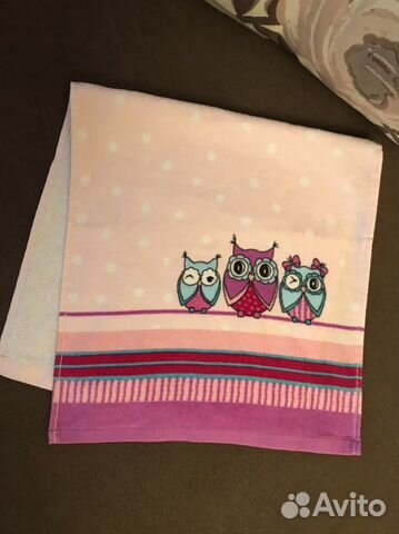 Новое детское махровое полотенце для рук «Совы»