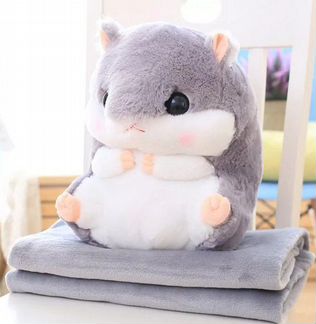 Игрушка + подушка + мягкий плед хомяк