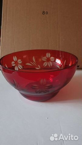 Ваза для фруктов цветное стекло СССР