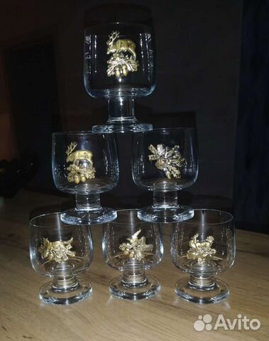 Бокалы Охота чешский хрусталь СССР