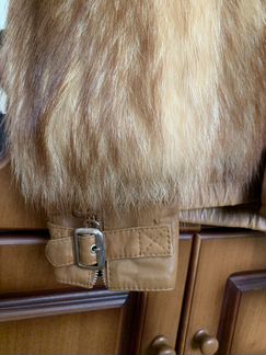 Куртка лиса+кожа размер 44