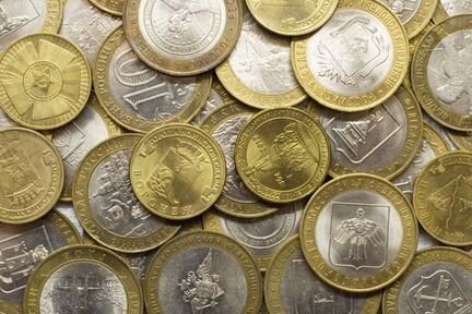 Биметалл бим 10 р рублей монеты юбилейные + обмен