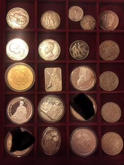 Монеты разные серебро, никелевые кроны, юбилейные